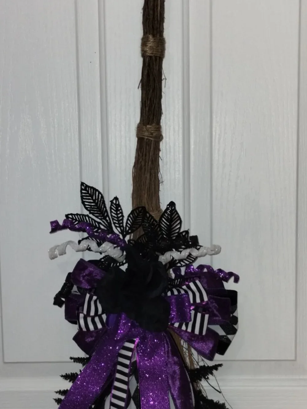 Handmade Halloween Broom Wreath, 36 inches